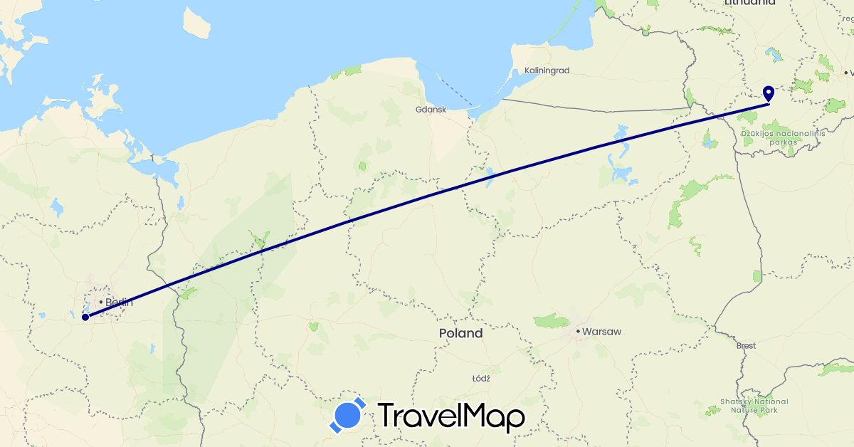 TravelMap itinerary: driving in Germany, Lithuania (Europe)